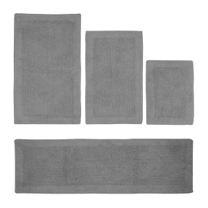 Edge Bath Rug 100% Premium Cotton Ultra-Soft Water Absorbent Tufted Solid Reversible 4 Piece Bathroom Rug Set for Machine Washable Bathmat - 1 of 2