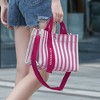 Anna-Kaci Women's Striped Canvas & Nylon Tote Bag - Multi - functional Casual Shoulder Bag - 3 of 4