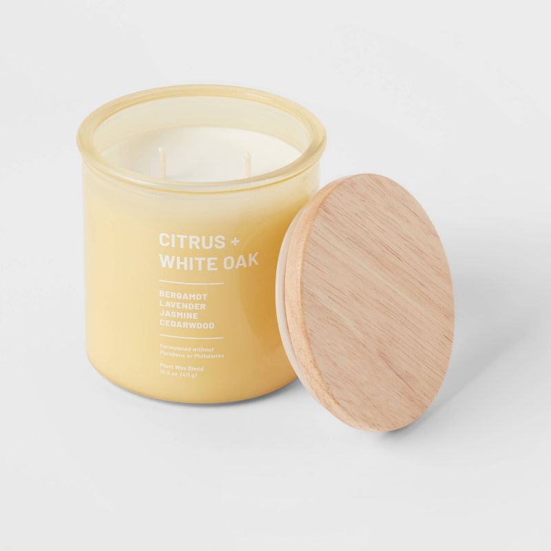Tinted Glass Citrus + White Oak Jar Candle Light Yellow - Threshold™, 4 of 7