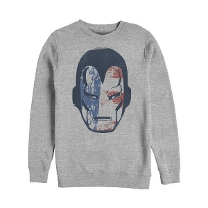 Men's Marvel Fourth of July  Iron Man American Flag Mask Sweatshirt - 1 of 3