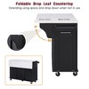 Vynxaria 50.7"Kitchen Island - Tilt Trash Cabinet (Fits 9-Gallon Can), 2-Tier Pull-Out Organizer,5 Rolling Wheels for Kitchen&Dining Room,Black - 4 of 4