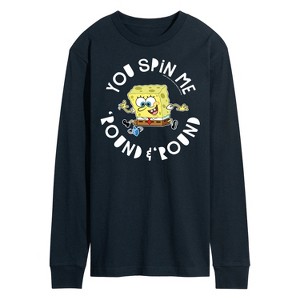 Men's SpongeBob SquarePants You Spin Me Round And Round Long Sleeve Graphic T-Shirt - Navy - Medium - 1 of 4
