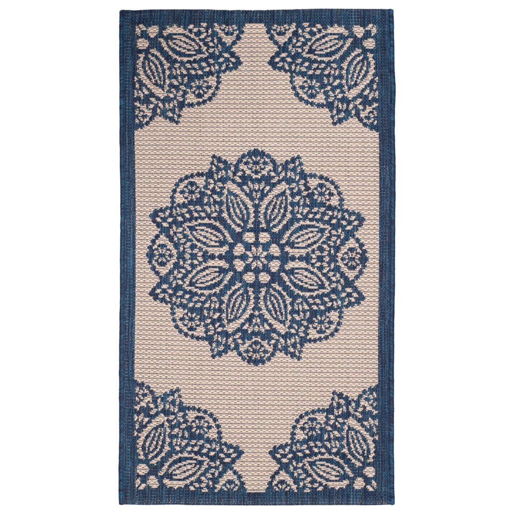  Rectangle Claridge Outdoor Patio Rug Beige/Navy