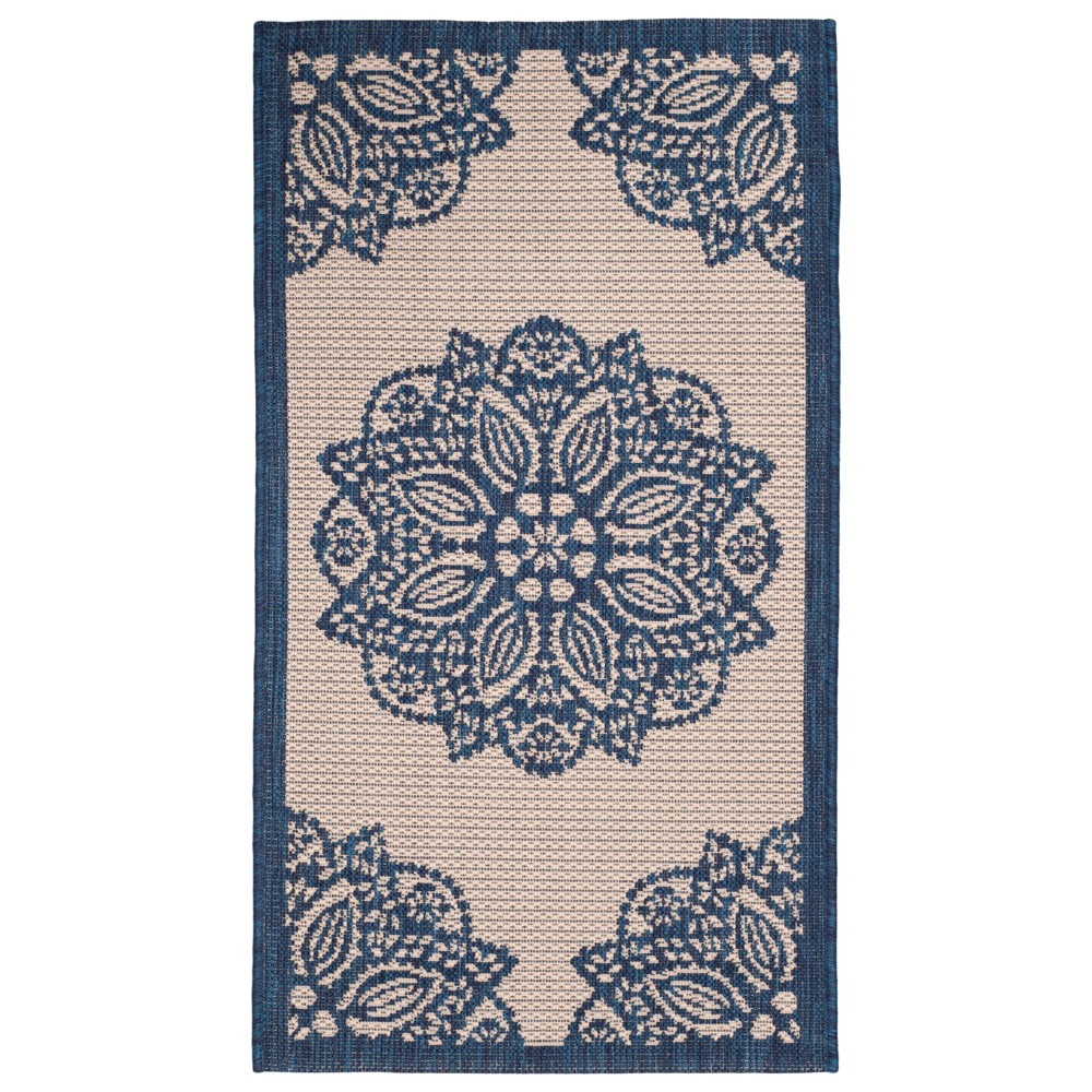 2'X3'7in Rectangle Claridge Outdoor Patio Rug Beige/Navy - Safavieh