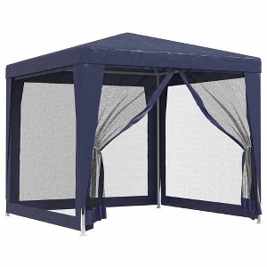 vidaXL Party Tent with 4 Mesh Sidewalls Blue 8.2'x8.2' HDPE - 1 of 4