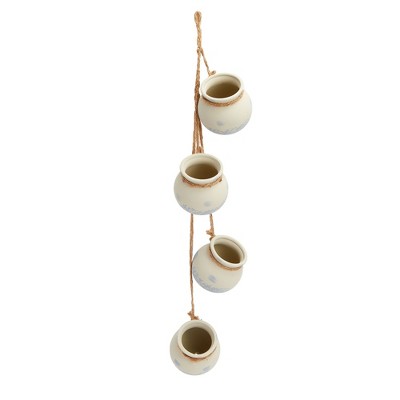 Farmlyn Creek 4 Piece Small Ceramic Window Hanging Planters for Fence, 4 Inch Pots for Succulents, Indoor, Outdoor Flowers