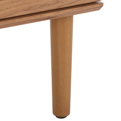 Oak and Natural Woven 2 Drawer Night Table with Graduated Legs