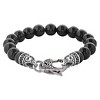 Men's Onyx Stone Antiqued Stainless Steel Clasp Beaded Bracelet (10mm) - 8.5" - image 2 of 3