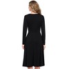 V Neck Casual Dress Long Sleeve Empire Waist Wrap Midi Party Dresses with Pockets - 3 of 4
