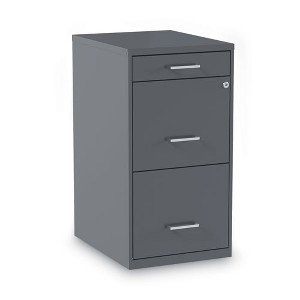 Alera Soho Vertical File Cabinet, 3 Drawers: Pencil/File/File, Letter, Charcoal, 14" x 18" x 26.9" - 1 of 4