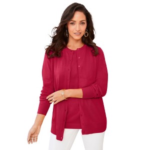 Jessica London Women's Plus Size Fine Gauge Cardigan - 1 of 4