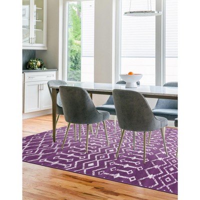Violet and Ivory Geometric Trellis Indoor Rug