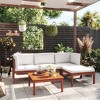 vidaXL Rustic Outdoor Lounge Set - 5 Piece Cream Acacia Wood Furniture Set with Cushions - Patio, Deck, Garden, and Poolside Seating - 2 of 4
