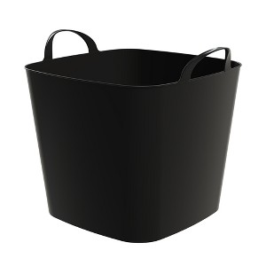 Life Story Flexi Tub, Versatile 26 Quart Storage Tote, Flexible Plastic Home Organizer Lightweight Basket with Carrying Handles, Black - 1 of 4