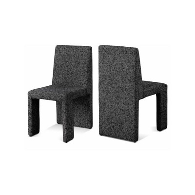 Meridian Furniture,Benson Linen Textured Fabric Dining Chair, Set of 2