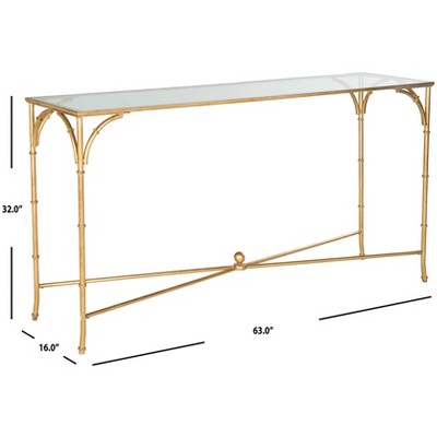 Maurice Gold and Glass X-Base Hallway Table