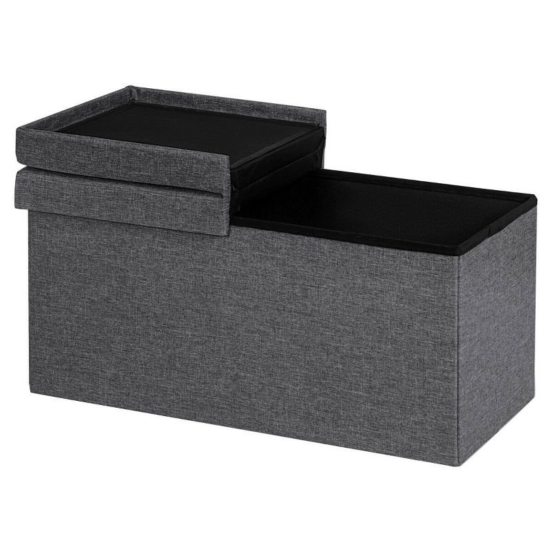 Tangkula Dark Grey 30" Storage Folding Ottoman with Lift Top Bed End Bench 80L Storage Space, 5 of 7
