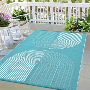 Waterproof Outdoor Rug for Patio, Reversible Plastic Straw Mat Portable Outside Floor Carpet, for RV, Balcony, Porch, Easy to Clean - 1 of 4