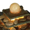 Pyramid 9" High Small Zen Modern Indoor Decor Slate Stone Tabletop Fountain with Light LED Feng Shui Ball Desk Relaxation Bedroom - 3 of 4