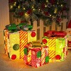 Christmas Lighted Gift Boxes: 3Pack Boxes with led Lights, Pre-lit Present Box with Bowknot - 3 of 4