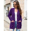 Women's Open Front Cardigan Sweater with Pockets Long Sleeve Cable Knit Button Loose Cardigan Sweater Outwear - 3 of 4