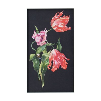 Set of 2 Black Framed Pink Floral Botanical Prints