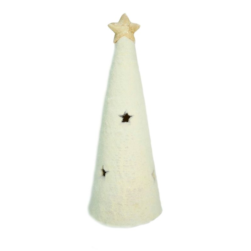 Northlight 11.5" LED Lighted White Christmas Tree with Star Cut-Outs Table Top Figure, 1 of 4