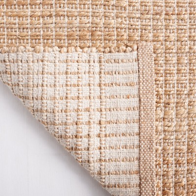 Hand-knotted Natural Beige Wool Rectangular Accent Rug