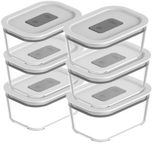 OU Glass Food Storage Container Set 12pc (set of 6) Microwave, Freezer & Dishwasher Safe, Airtight Leak Proof Lid with Microwave Valve, Stackable - 1 of 4
