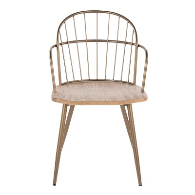 Beige Metal Slat Back Arm Chair Set