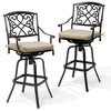 Crestlive Products Antique Brown Heavy Duty Cast Aluminum Frame & Sunbrella Fabric Cushion Counter Height Swivel Bar Stool Patio Furniture - 2 of 4