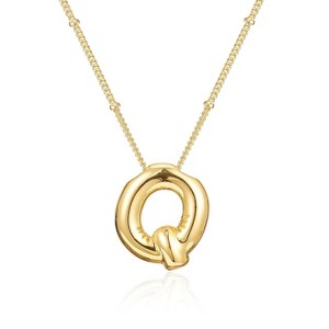 Bubble Letter Initial Necklace for Women, 14K Gold Plated Personalized Birthday Gift - 1 of 4