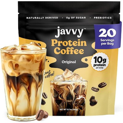 Javvy Protein Coffee - Premium Whey Protein & Instant Iced Coffee - 100% Arabica Coffee - Zero Artificial Flavors & Sweeteners, 20 Servings