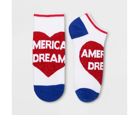 Women's "American Dream" Low Cut Socks - White One Size