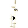 YOOCOZZ PawHut Floor to Ceiling Cat Tree, 90.5" - 98.5" Adjustable Height, with Carpeted Platforms, Bed, Hammock, Scratching Posts and Toy Balls-Beige - 2 of 4