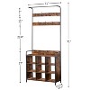 NicBex Rustic Hall Tree with Shoe Bench Entryway Bench & Coat Rack, 4-in-1 with 9 Hooks & Hanging Rod - 4 of 4