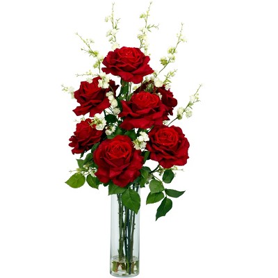 Nearly Natural Roses with Cherry Blossoms Artificial Flower Arrangement