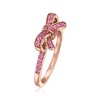 Ross-Simons 0.30 ct. t.w. Pink Sapphire Bow Ring in 18kt Rose Gold Over Sterling - 3 of 4