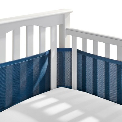 navy mesh crib bumper