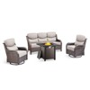 4 Piece Patio Furniture Set with Fire Pit Table, 2 x Swivel Rocker Chair, 1 x 3-Seat Sofa, 5 Seats Outdoor Conversation Set for Lawn Garden Backyard - 2 of 4