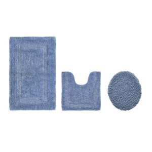 Lux Premium 100% Cotton  Ultra-Soft Tufted Solid Reversible 3 Piece Bath Rug Set, Water-Absorbent, Durable, Machine Washable Bathroom Rug - 1 of 4