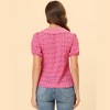 Allegra K Women's Floral Pleated Collar Puff Sleeves Button Down Shirt - 4 of 4