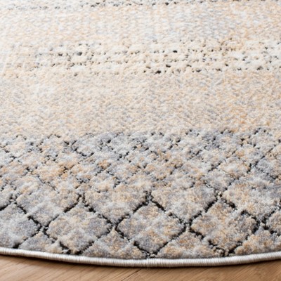 Amelia Grey and Gold Round Hand-knotted Synthetic Rug