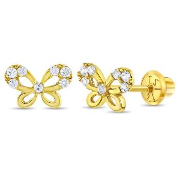 Girls' Mother of Pearl Heart Screw Back 14K Gold Earrings - in Season Jewelry