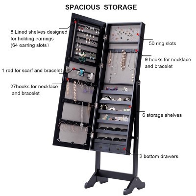 Costway Mirrored Jewelry Storage Organizer Drawers Target