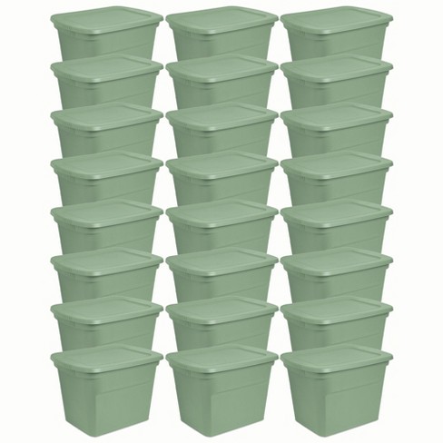 Sterilite 18 Gal Storage Tote, Stackable Bin With Lid, Plastic Container To  Organize Clothes In Closet, Basement, Crisp Green Base And Lid, 24-pack :  Target