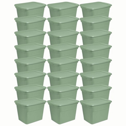 Sterilite 7.5 Gallon Plastic Stacker Tote, Heavy Duty Lidded Storage Bin  Container For Stackable Garage And Basement Organization, Black, 12-pack :  Target