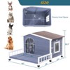 Akoasm Large Wooden Dog House With Terrace And Open Anti-Water Asphalt Roof & Raised Floor, Windows And Door Curtains For Small And Medium Dogs - 2 of 4