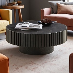 35.43" MDF & Stone Top Round Nesting Coffee Table - 1 of 4