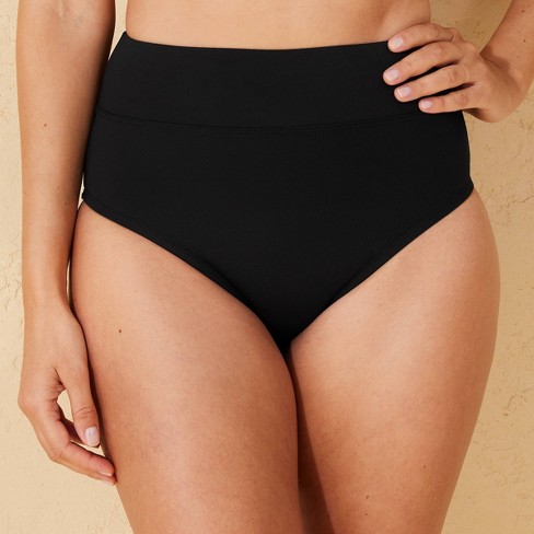 Women s Smoothing Banded High Waist Full Coverage Bikini Bottom Shade Shore Black S Target